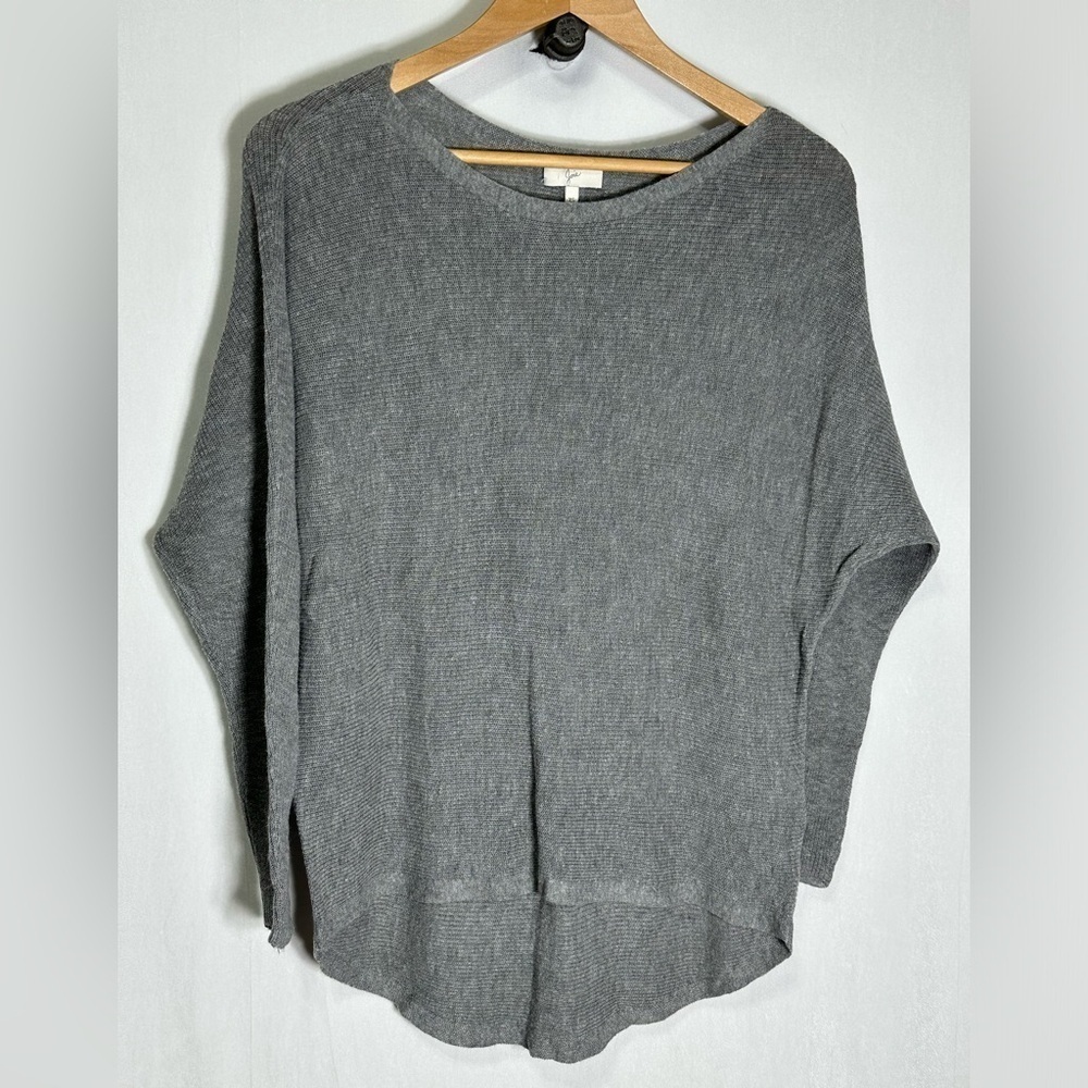 Joie Grey Ribbed Knit Dolman Sleeve High Low Pullover Sweater‎ Womens XS